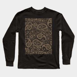 Pretty Gold Bohemian Art Paisley Gradient Beige and Brown Design. Long Sleeve T-Shirt